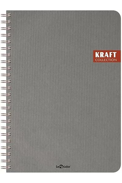 Mu Art Ahşap Kraft Office Notebook Spiral Line Gray