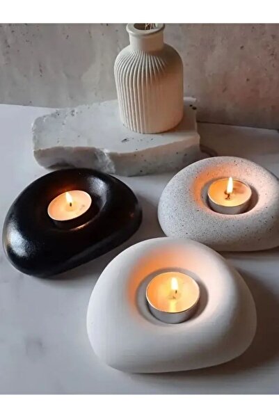 LBX LİGHTİNG BOX Yıldız Home Dekoratif Çakıl Taşı 3.lü Renkli Mumluk Set Deko...