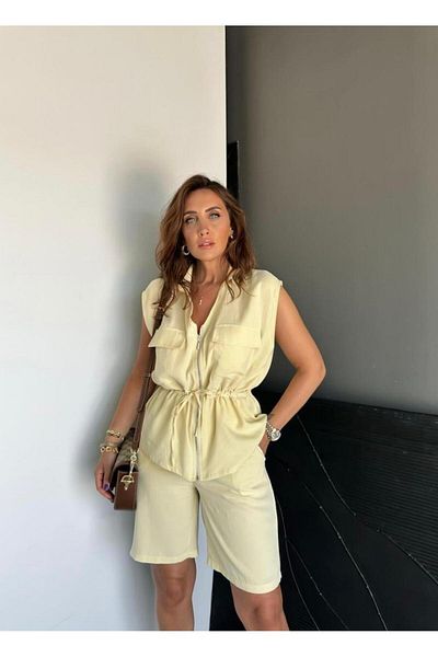 EGZOTİK ASORTİK Vest Zippered Shorts Suit