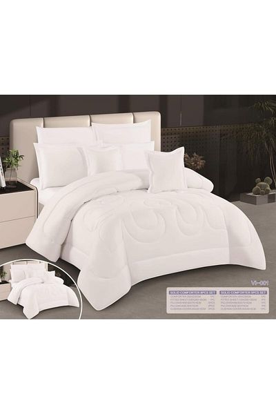 Moon King size, comfortable and soft, 6-piece double bed sheet set, two sides, checkered and plain, size 240x220 cm
