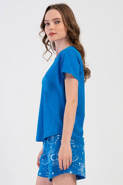 VİENETTA Cotton Women's Short Sleeve Shorts Pajamas Set, 408096