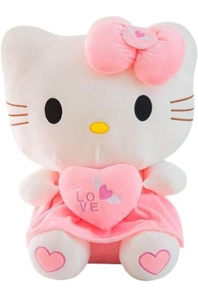 Leno Plush Cat Doll - 11.8 inches, Pink Bow Stuffed Cushion, Cute Anime Stuff...