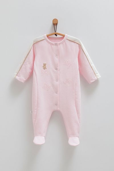 Caramell Baby Girl Romper (Bow & Teddy Embroidered) Options with & Without Booties (1-12 Months)