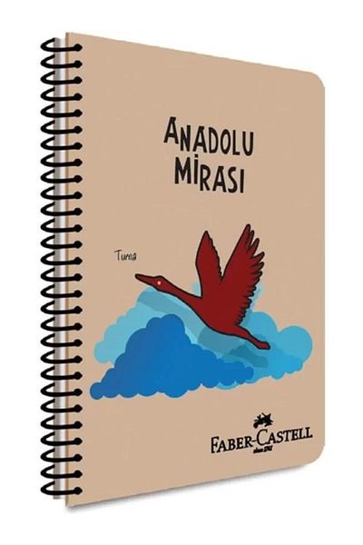 Mu Art Ahşap Faber-Castell I Spiral Notebook, A4, 80 Sheets, Checkered, 70g Paper, Anatolian Heritage Pattern, 500 Micro