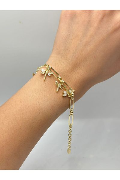 MyladyAccessoriess Dragonfly Detailed Charm Steel Bracelet