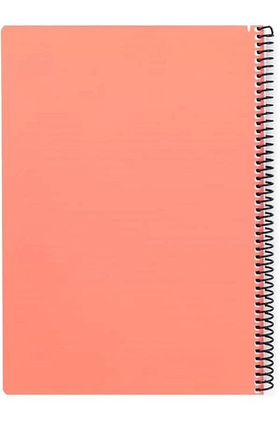 Mu Art Ahşap Karina Pastel Series, A4 100 Sheets Checkered Pp Cover Spiral Notebook, Pink