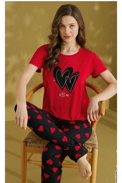 RAPAPA Women's Short Sleeve Pajamas Size Bottom Top Long Set 1610