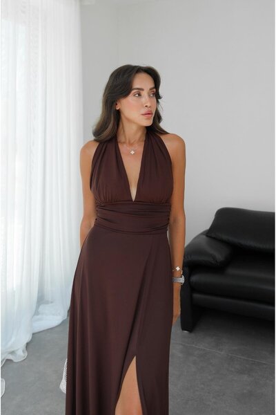 Havoş Brown Halter Dress