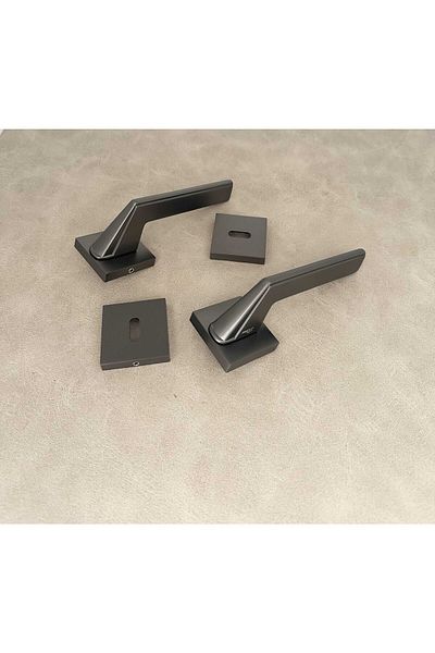 KOLDOOR Rivax Anka Matte Anthracite Zamak Square Rosette Room Door Handle 1 Set