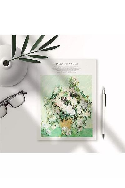KYCBABY Caiet A5 fără linii cu copertă Van Gogh cu design special - poate fi deschis la 180 de grade, cu spate