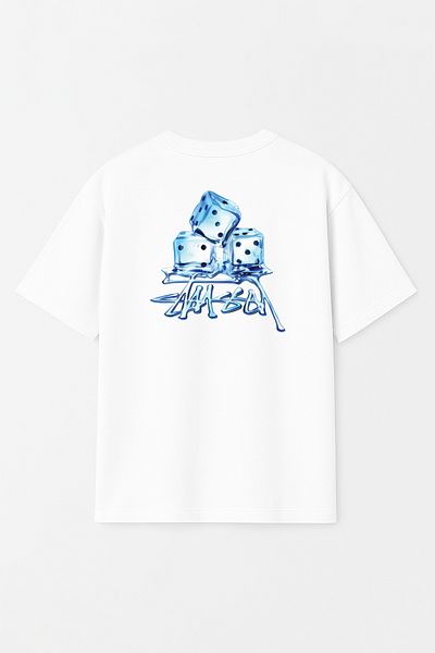 THE RULE Unisex Stüssy Ice Cube με στάμπα Oversize 100% βαμβακερό μπλουζάκι με φαρδιά κοπή με υφή RF0531