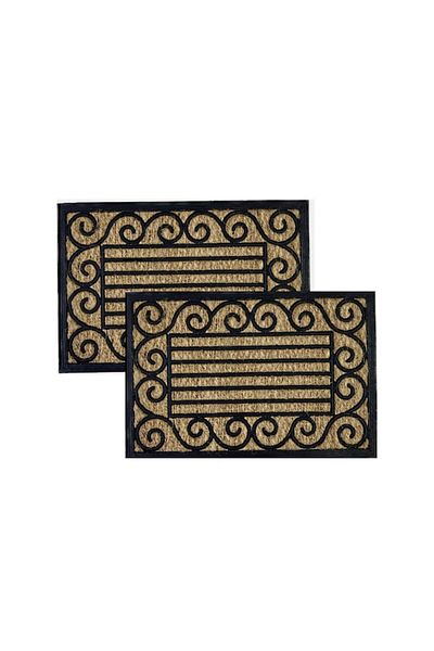 OPTIM DEKO Pachet 2 x Covoraș intrare ușă, fibră cocos și cauciuc - 60x40 cm