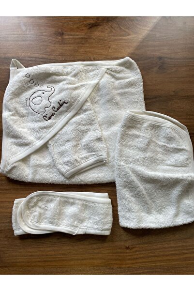 Pierre Cardin %100 Pamuklu Şapka Giydirmeli Kanguru 4'lü Unisex Bebek Bornoz Seti