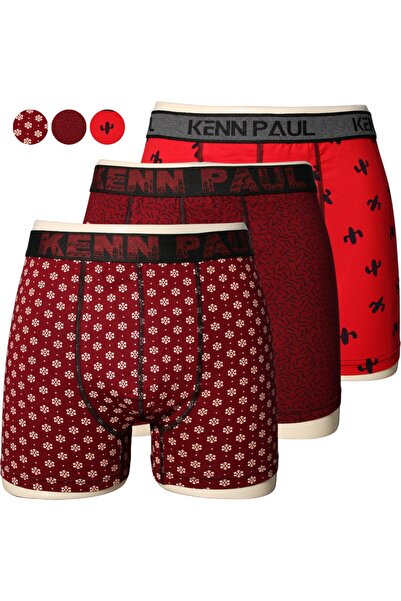 Viselya 3 τεμάχια Red Tone Βαμβάκι Ανδρικά Μποξεράκια