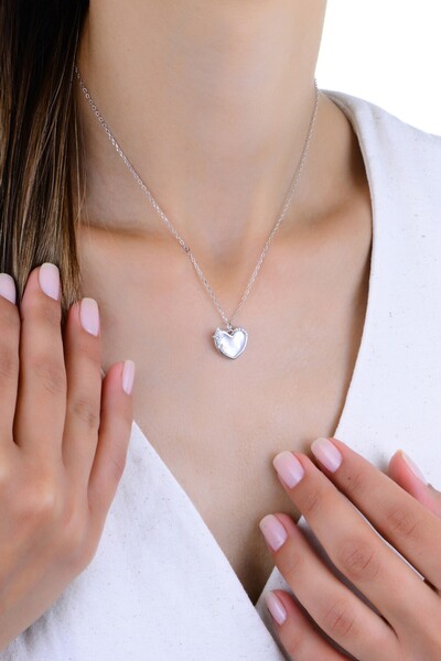 Söğütlü Silver Gümüş rodyumlu ve zirkon taşlı büyülü kalp kolye SGTL12959RODAJ