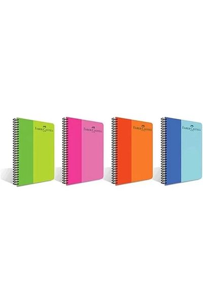 Mu Art Ahşap Faber-Castell Spiral Notebook, A4, 100 Sheets, 70g Paper, Checkered, 500 Micron Pp Cover, Pet Spiral