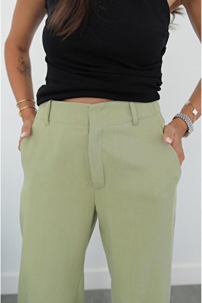 Havoş Khaki Lyocell Palazzo Trousers
