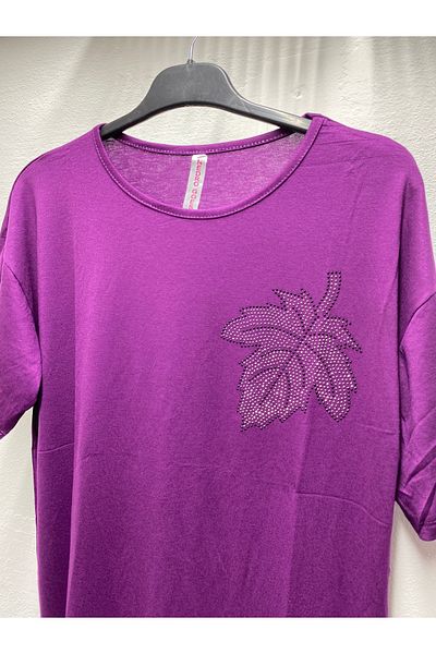 Şen Women's Mother Short Sleeve Stone Printed Combed T-Shirt Bluz