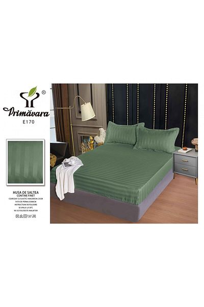 FIONNA.RO Satin Damask Duvet Cover 160x200cm - Dark Green