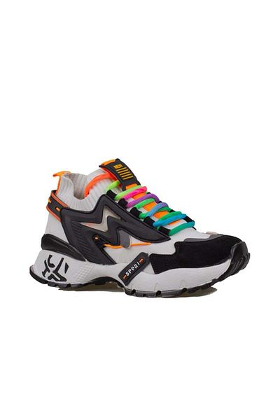 Trend Adımlar White Women's Colorful Rubber High Top Light Padding Sneaker