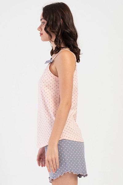VİENETTA Cotton Women's Rope Strap Shorts Pajama Set, 408457