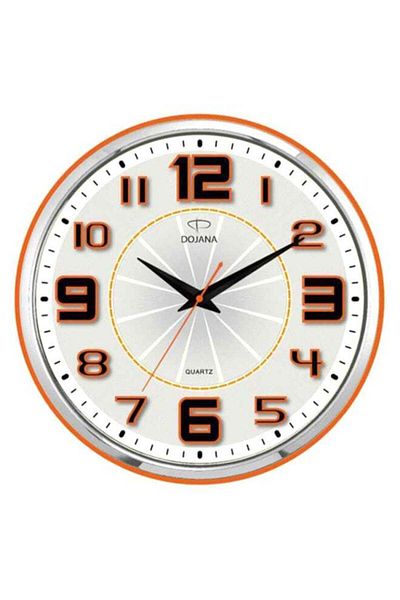 dojana Round Analog Wall Clock White/Orange