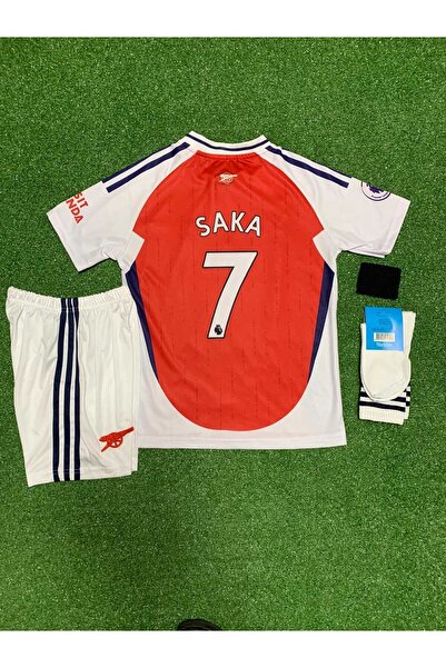 Lion Spor طقم قميص أرسنال الجديد للموسم 2024/25 للأطفال، تصميم بوكاي ساكا للم...