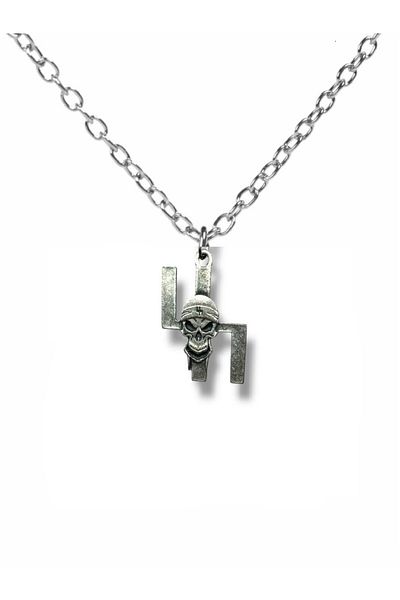 Herşey Nota Gothic Unisex Necklace with Skull Figure – Rebellious Metal Jewelry with 60 cm Zincam Plated Chain