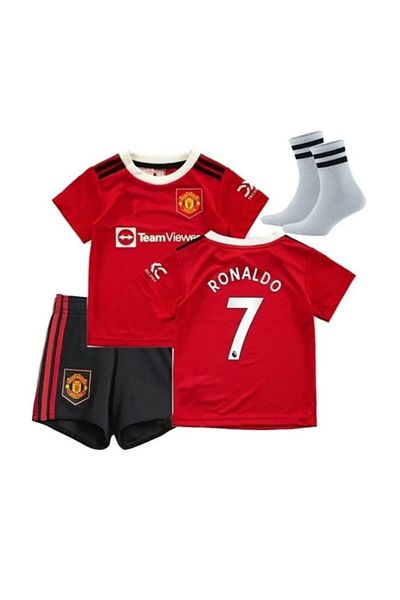 MONTENERO Manchester/Uni̇ted Cristiano Ronaldo 2022/23 Season Children's Jersey Set of 3 (Red)