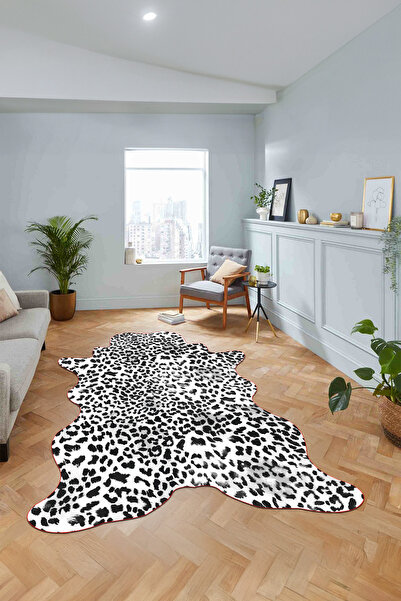 Viyana Home Dijital Baskılı Kaymaz Leopar Desen Lazer Kesim Yolluk Salon Halısı