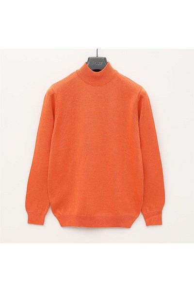 Dio Rise Men's Unsharped Long Sleeve Slim Collar Sweater - 180538 - Orange
