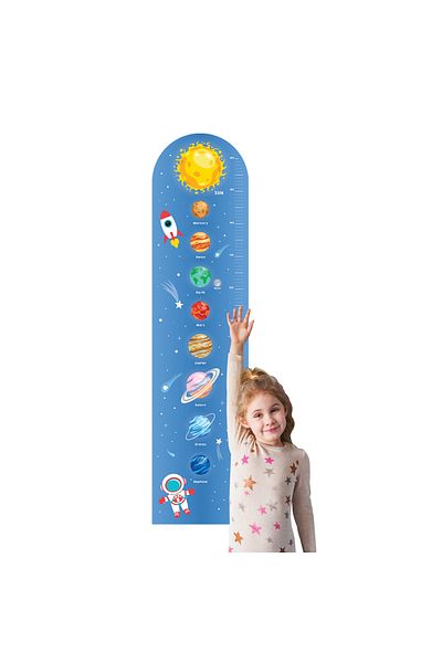 LUDIRO Rigla de Crestere Copii Ludiro, Tematica Spatiu si Planete, Non-toxic, Autoadeziv, 123×30 Cm