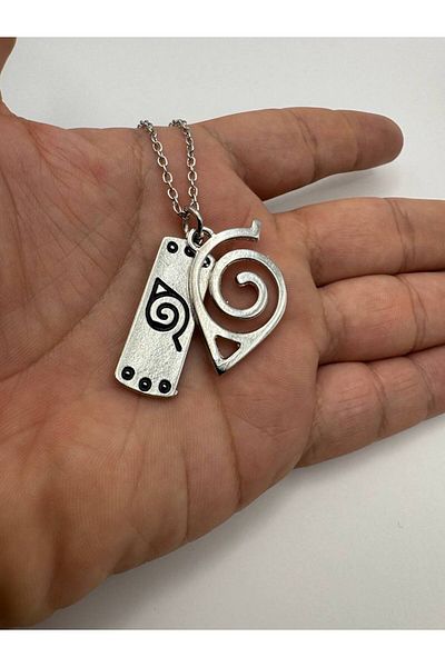 Herşey Nota Anime Konaha and Alunbandi Icon Unisex Metal Necklace – Zamak Plated with 60 cm Chain