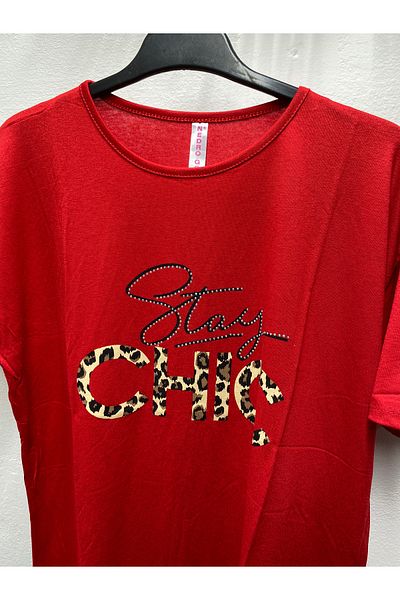 Şen Women's Mother Short Sleeve Stone Printed Combed T-Shirt Bluz