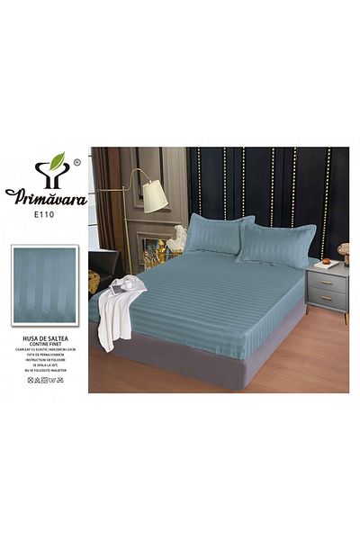 FIONNA.RO Satin Damask Duvet Cover 160x200cm - Blue