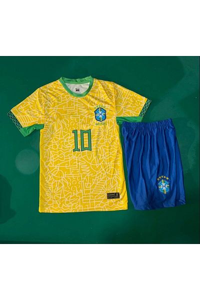 MONTENERO Brazil 2023/24 New Season Neymar Jr Kids Jersey Shorts Socks Set of 3