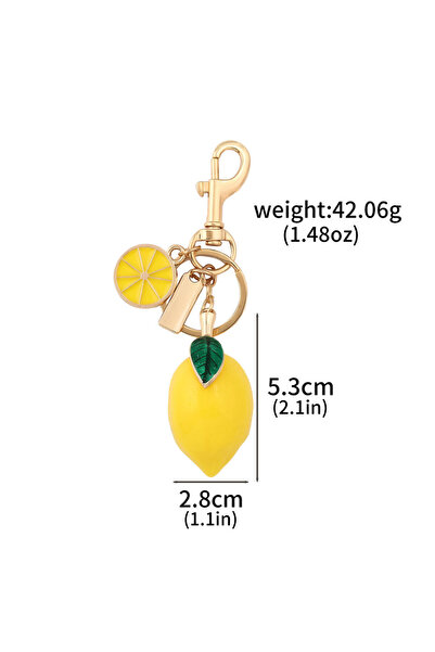 Choice سلسلة مفاتيح على شكل ليمونة مزينة بأحجار الراين، مصنوعة من سبيكة معدنية، بتصميم صيفي أنيق، مزودة بمشبك لوبستر، حلقة مفاتيح على شكل فاكهة.