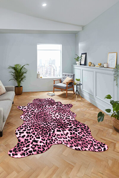 Viyana Home Dijital Baskılı Kaymaz Leopar Desen Lazer Kesim Yolluk Salon Halısı