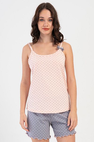 VİENETTA Cotton Women's Rope Strap Shorts Pajama Set, 408457