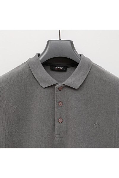 Dio Rise Men's Polo Neck Knitwear Long Sleeve Slim T-Shirt - (M-2Xl) - Ds-2001 - Silver