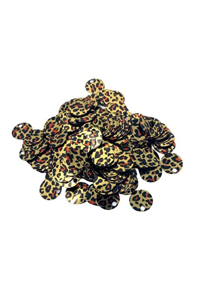 Bi hızlı Paiete de 20 mm, paiete pentru rochie, paiete pentru geantă, paiete cu paiete (110 bucăți 20 grame) culoare aurie imprimeu leopard