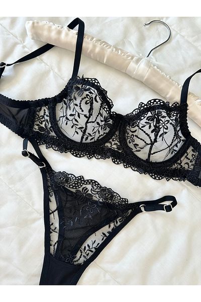 Feruzdesign Set sutien cu sârmă neagră Marte mărime mare