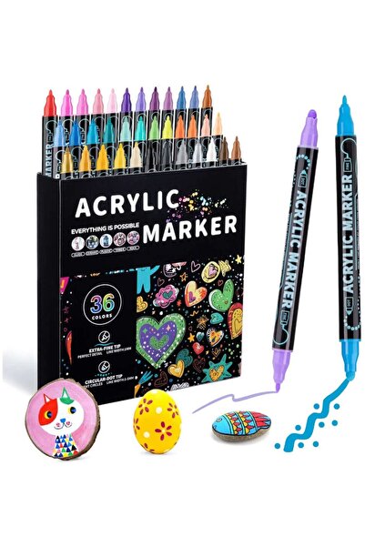 hobi market art Çift Uçlu Akrilik Marker Kalem Seti 36 Renk