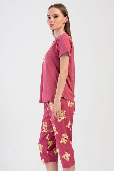 VİENETTA Cotton Women's Short Sleeve Capri Pajama Set, 409085