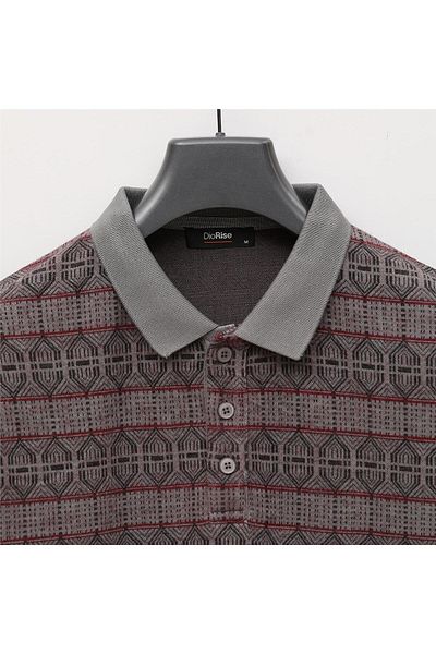 Dio Rise Tricou subțire cu mânecă lungă cu gât polo pentru bărbați - (M-2XL) - DIJ-2402 - Argintiu