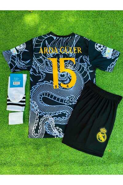 BYSPORTAKUS Real M.a.d.r.i.d 2024/25 Sezonu Dragon Desenli A.r.d.a-G.ü.l.e.r Konsept Çocuk Forması 4'lü Set