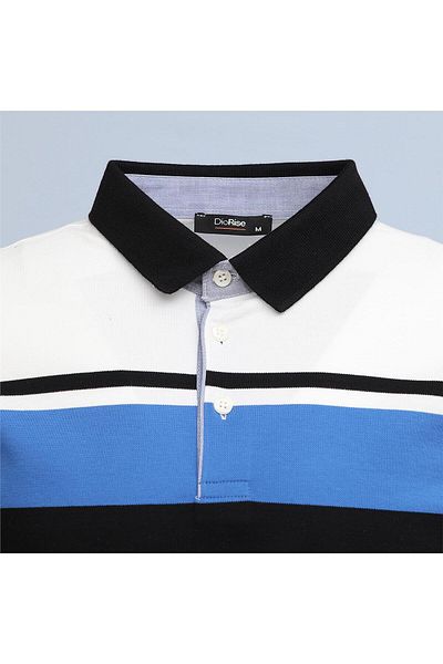 Dio Rise Men's Polo Neck Short Sleeve T-Shirt - (M-2Xl) - Plr-418 - White - Saks