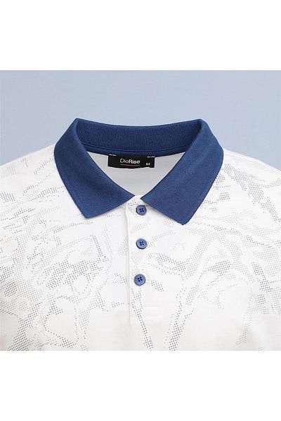 Dio Rise Men's Short Sleeve Polo Neck T-Shirt - Pl-499 - White