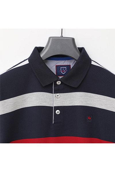 Dio Rise Tricou subțire cu mânecă lungă pentru bărbați cu gât polo - CZT-140 - gri - bleumarin