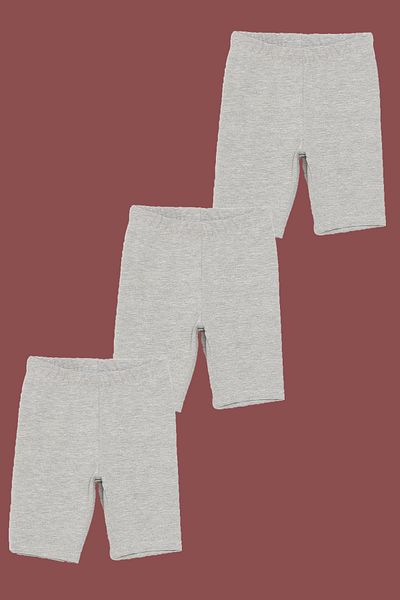 buğlem collection 3-Piece Children's Single Jersey Short Leggings Shorts Lycra Combed Cotton Comfortable and Breathable 2-14 Years